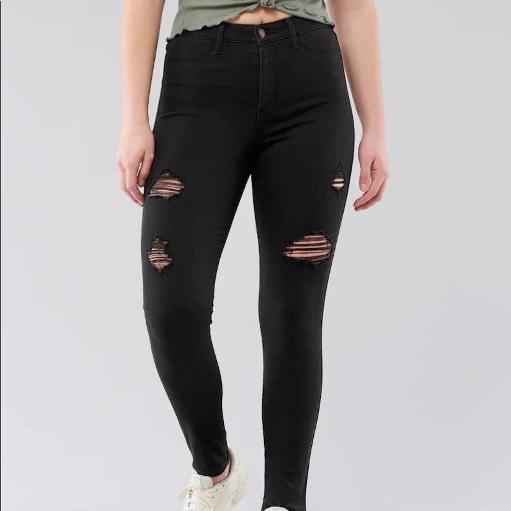black ripped high waisted jeans